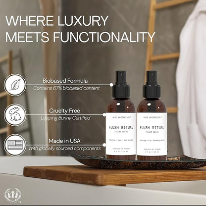 Muse Apothecary Flush Ritual - Aromatic & Refreshing Toilet Spray, Use Before You Go, 4 oz, Infused with Natural Essential Oils - Cara Orange + Fig + Blackberry Vanilla, 2 Pack