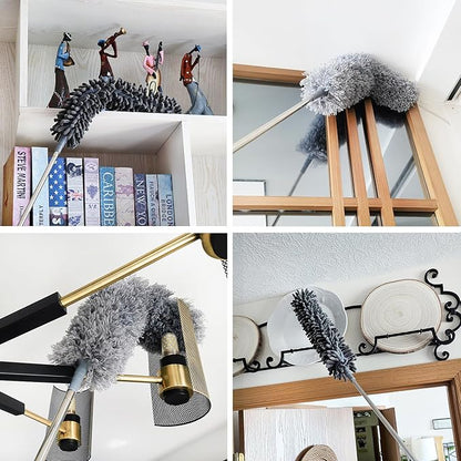 3 Pcs Extendable Microfiber Feather Duster, Electrostatic Bendable Head, Up to 100 Inch Feather Dusters for Cleaning Ceiling Fan, Cobweb, Wall, Furniture