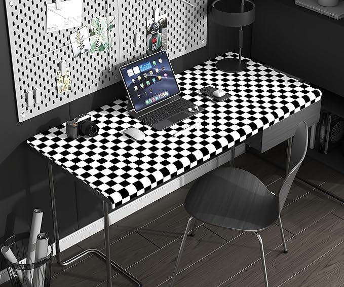 Modern Peel and Stick Wallpaper Black and White Mosaic Checkered Contact Paper 17.7"x984" Self Adhesive Lattice Wallpaper Removable Decorative Wallpapers for Bedroom Countertops Cabinet Vinyl Roll