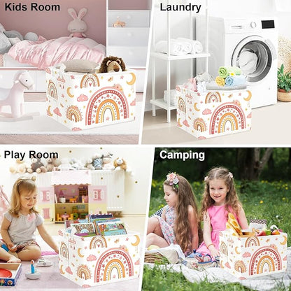 Clastyle Rainbow Baby Laundry Hamper Cloud Kid Storage Basket Women Girl Gift Toy Box Collapsible Clothes Organizer Nursery Bin for Bedroom,Moon,40 * 30 * 30 cm