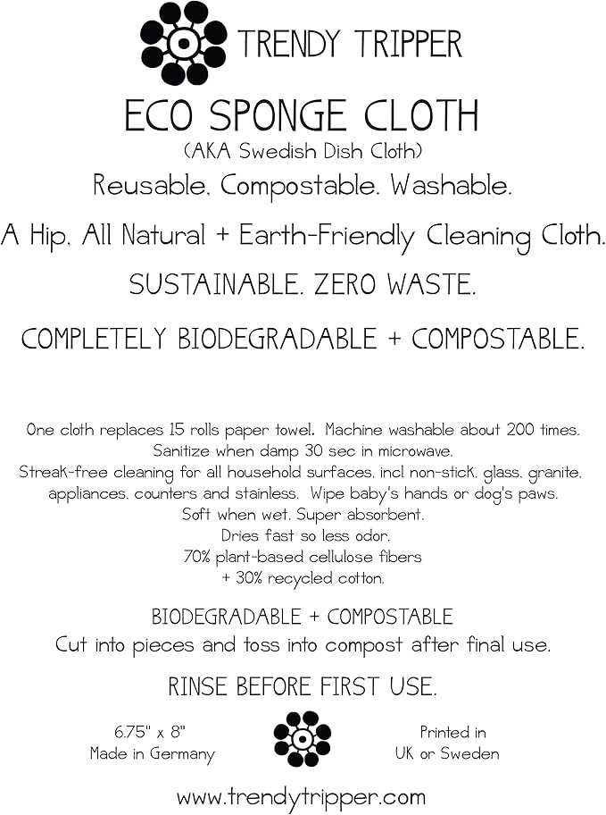 Trendy Tripper Earth-Friendly Reusable COMPOSTABLE ECO Sponge Cloth | AKA Swedish Dishcloth | Various Packages Sheep/Lamb (2-Pk Sheep Mint + Terracotta)