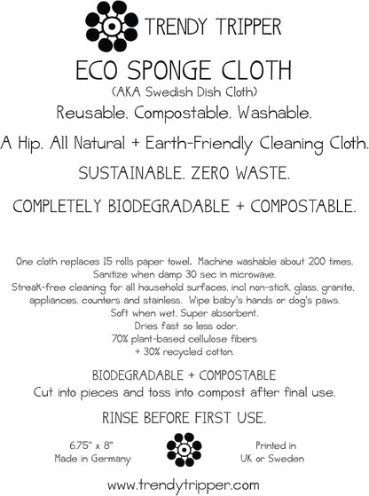 Trendy Tripper Earth-Friendly Reusable COMPOSTABLE ECO Sponge Cloth | AKA Swedish Dishcloth | Various Packages Sheep/Lamb (2-Pk Sheep Mint + Terracotta)