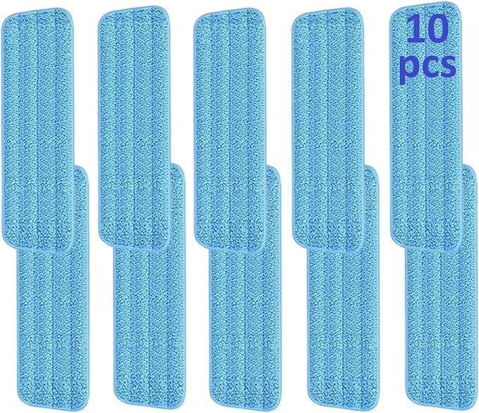 10 Pcs Reusable Mop Pads,16 Inch Microfiber Wet Dry Floor Clean Mop Pad Refill Compatible with Swiffer PowerMop Bona Mop & Other 13-16 Inch Spray Mop
