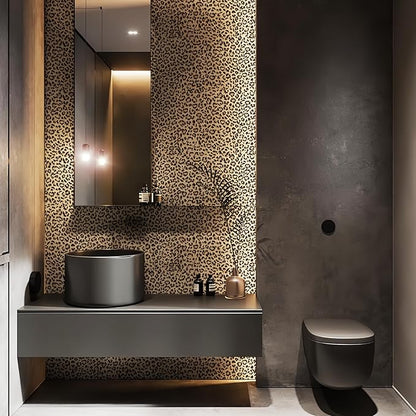 JiffDiff Leopard Print Peel and Stick Wallpaper, Waterproof Removable Self Adhesive Textured Wall Paper, Yellow Unique Funky Cheetah Contact Paper for Bedroom and Bathroom 800"X17.3"(96.2 sq. ft)