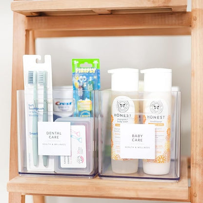 Minimalist Bathroom Labels for Organizing, 136 Preprinted Bath Room and Makeup Organizer Stickers, Waterproof Removable, Soap Shampoo Storage Supplies
