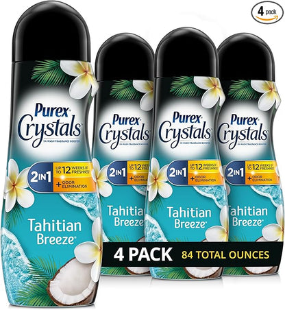 Purex Crystals in-wash Fragrance and Scent Booster, Tahitian Breeze, 21 Ounce (Pack of 4)