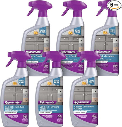 Rejuvenate Cabinet & Furniture Cleaner pH Neutral Streak and Residue Free Cleans Restores Protects, 24 Ounces, 6 Pack