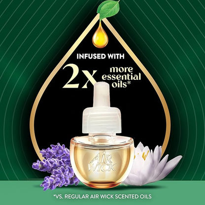Air Wick Plug in Scented Oil Refill,Lavender & Waterlily,Air Freshener,Essential Oils,(Pack of 10)