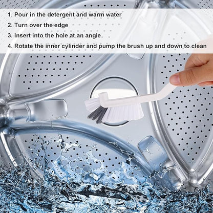 lasuroa 4pcs Washing Machine Cleaning Brush Kit, Efficient Front Load Washer Cleaner Tool or Accessories 1 Drum Cleaner Brush & 3 Gap Brushes for Laundry Machine Tight Spaces and Rubber Seal