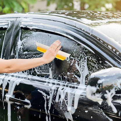 2 Pack 14 inch Car Drying Squeegee Longer Silicone Automotive Water Wiper Flexible Auto T-Bar Rubber Blade for Car Windshield Glass Window Bathroom Shower Squeegees Wash Tool(Yellow)