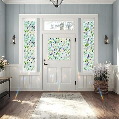 Rainbow Window Privacy Film,Heat Control,UV Blocking,Anti-Glare,Day & Night Privacy Protection & Decoration for Home, Bathroom,Glass Door,Static Cling,Renter-Friendly with Installation Tools