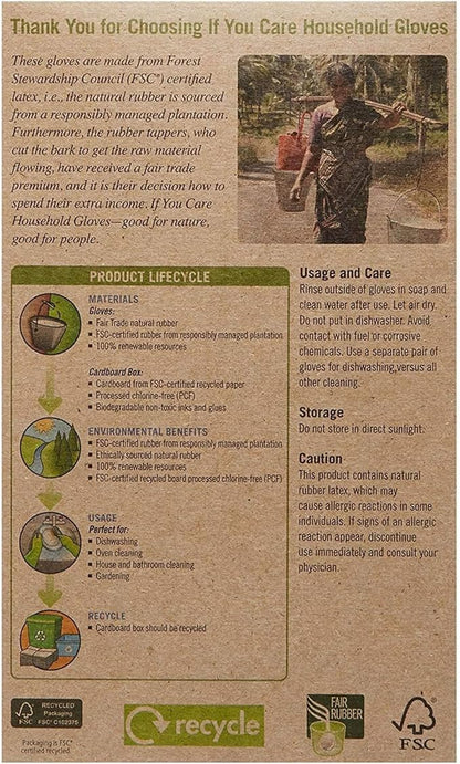 If You Care Medium Cotton Flock Lined Household Gloves – Durable, Reusable, Fair Trade Rubber – 1 Pair