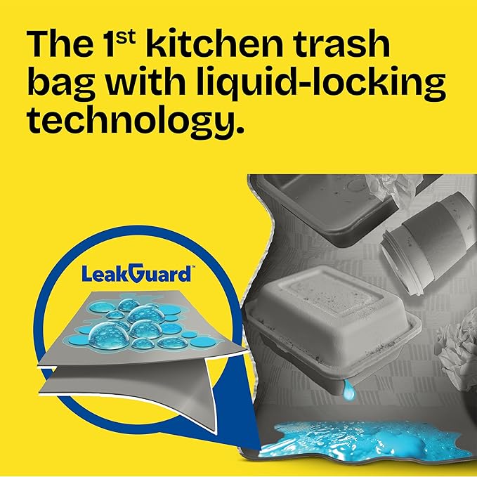 Glad ForceFlex MaxStrength LeakGuard Trash Bags, 13 Gal, Fresh Air, 90 Ct (Package May Vary)