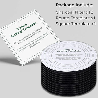 Perfnique Compost Bin Charcoal Filters, 12 Pack Filter Replacement for Compost Bucket, Kitchen Compost Bin Countertop Filters, Longer Lasting Activated Carbon Filters for Kitchen Pail Composter