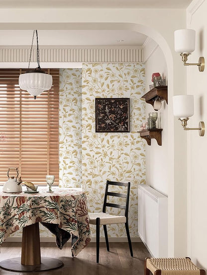 Heroad Floral Wallpaper Peel and Stick White and Gold Contact Paper Boho Peel and Stick Modern Clearance Wall Paper for Cabinets and Drawers Waterproof Self Adhesive 17.3" x 336"