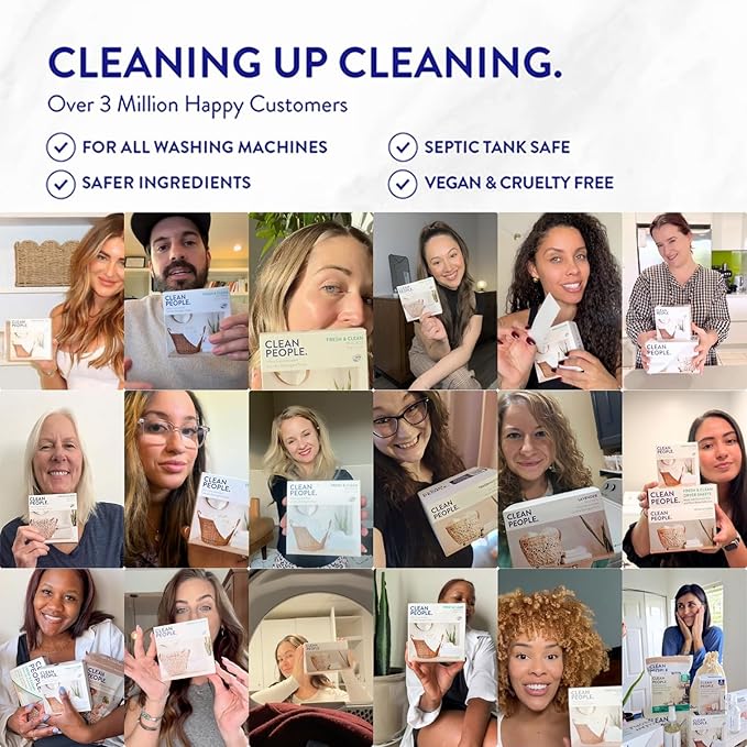 The Clean People Fabric Softener Sheets - Dryer Sheets - Softens & Removes Static Cling - Vegan Laundry Softener With Essential Oils - Fresh Scent, 240 Pack