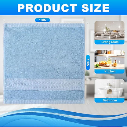 6 Pack 100% Cotton Wash Cloth, 13x13 Inch Highly Absorbent and Soft Feel Fingertip Towels, Machine Washable Washcloths for Bathroom, Gym, Hotel, Spa and Kitchen, 6 Colors
