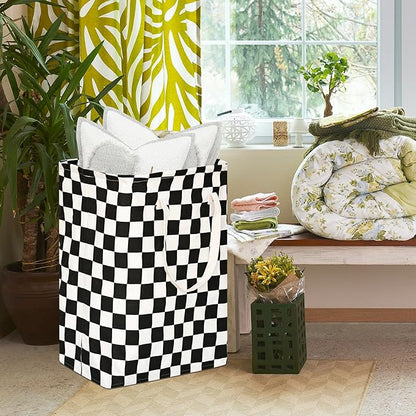 MAIZMZ Checkered Laundry Basket Foldable Kids Hamper Storage Bins Women Waterproof Organizer Toy Box Large Canvas for Home/Dorm/Kitchen/Pet/Office/Closet/Shelf/Living Room Decor Baskets