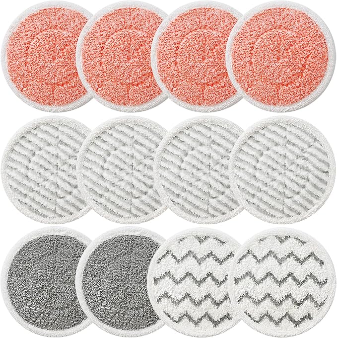 12 Pack Upgraded Replacement Steam Mop Pads for Shark S8201 S7001 S8001 S7201 S7000AMZ S7000 S7005 S7020 S7001C Steam Mop,Steam & Scrub All-in-One Scrubbing and Sanitizing,Dirt Grip Scrub Washable Pad