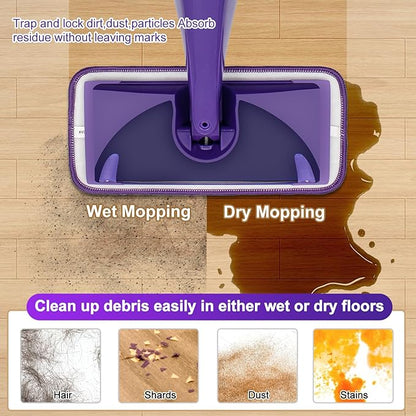 Updated & Innovative Cationic Mop Pads for Swiffer Wet Jet and Most Velcro 10" 11" 12" Spray Mops, Reusable Swiffer Wet Jet Mop Pads Replacement
