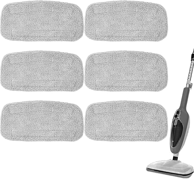 6 Pack Steam Mop Replacement Pads For GorFanty Steam Mop GF-6610B & GF-6610， and Fit For Neugo NE033 NE033M Series Steam Mop Steamer Cleaner，Washable & Reusable Microfiber Steam Mop Cloth