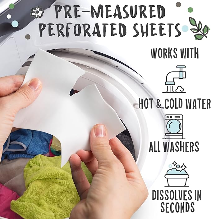InsoGreen Unscented Laundry Detergent Sheets - 40 Eco Sheets for Up to 80 Loads - Fragrance-Free, Zero Plastic Packaging, Travel Laundry Detergent