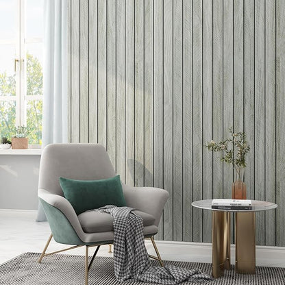 LaCheery 23.6"x157" 3D Faux Wood Wall Panels Peel and Stick Gray Fluted Wood Panel Wall Covering Panels Flexible Self Adhesive PVC Foam Wooden Panel Roll for Bathroom Kitchen Living Room Walls Decor