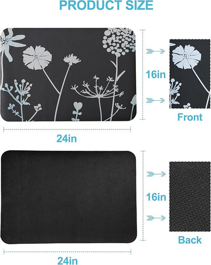 Dish Drying Mat for Kitchen Counter, 16"x24" Dish Drying Pad with Non-slip Rubber Backed, Hide Stain Anti Absorbent for Kitchen Counter, Drying Mat for Coffee Machine Dish Rack (Gray Daisy)
