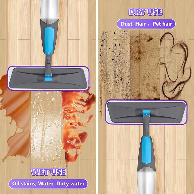 BPAWA 4X Reusable Pads Compatible with Swiffer PowerMop, 15" Microfiber Power Mop Replacement Refills Spray Mop Heads Washable Pad Dry Wet Mopping or Floor Cleaning