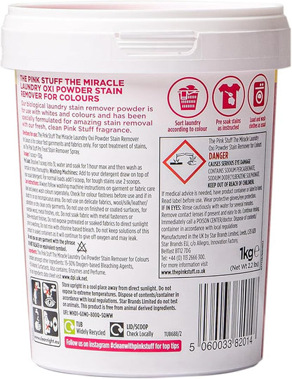 Stardrops The Pink Stuff Miracle Laundry Oxi Powder Stain Remover for Colours,1kg,(Pack of 6)