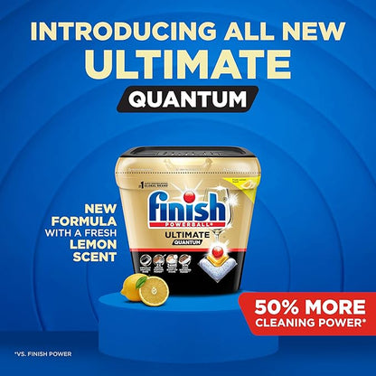 Finish Ultimate Quantum Dishwasher Pods, New & Improved Formula, Dishwasher Detergent Dish Soap, Removes Burnt-On & Dried-On Stain, Degreasing & Scrubbing Power, Lemon Scent, 38 Count