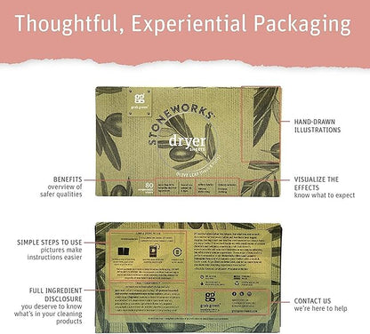 Grab Green Stoneworks Cruelty-Free Dryer Sheets | Softens Fabrics, Freshens Clothing & Reduces Static-Cling and Wrinkles | Plant Based | Birch Branch Scent (160 Sheets)