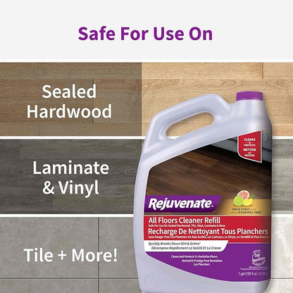 Rejuvenate All Floors Cleaner Refill, Breaks Down Dirt and Grime, Cleans and Protects Floors Throughout Your Home, Including Sealed Hardwood, Tile, Vinyl, Laminate and More, 1 Gallon, 2 Pack