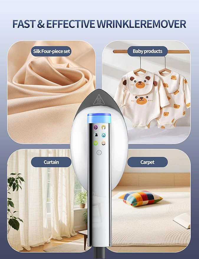 Sundu 2-in-1 Garment Steamer, 30s Heat-Up, 800mL, 6 Steam Settings, Auto Off, Handheld & Standing, Portable Wrinkle Remover for Clothes, White