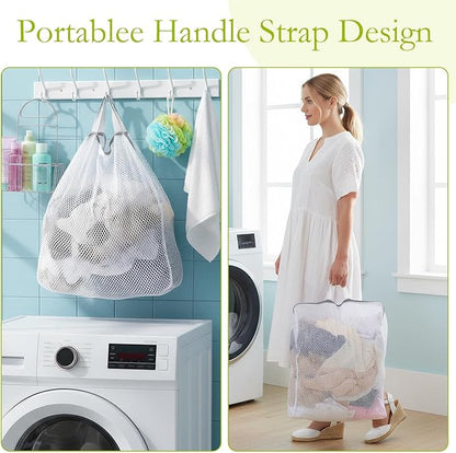 2Pcs Mesh Hanging Laundry Bags, Wash Bag for Delicates Mesh Laundry Bags for Dormitory, Travelling, College,Apartment, Camping, RV, Machine 15 X 12 Inch