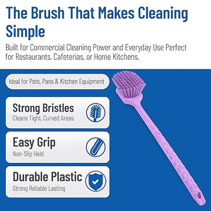 SPARTA 40501EC68 Plastic Large Scrub Brush, Kitchen Brush, Utility Brush With Long Handle For Cleaning, 20 Inches, Purple