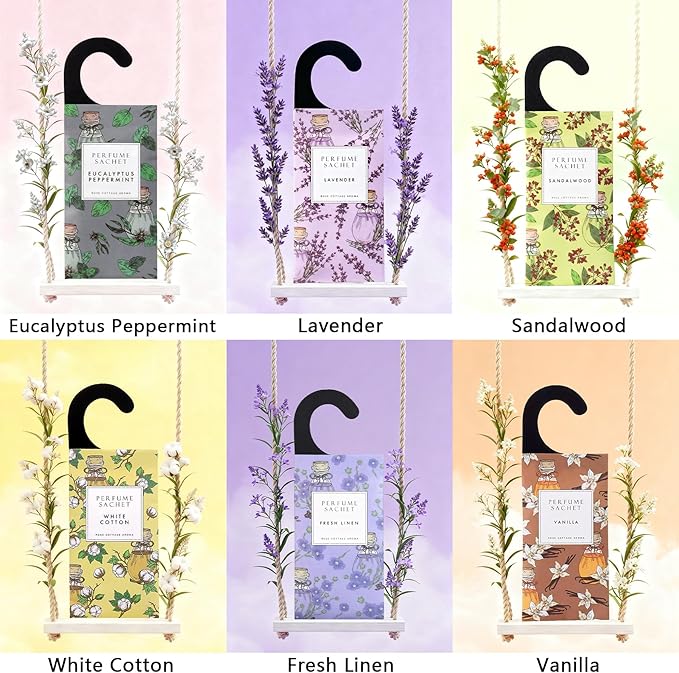 ROSE COTTAGE Large 12 Packs Flower Citrus Hanging Closet Air Freshener Scented Sachets Long Lasting Smell Goods