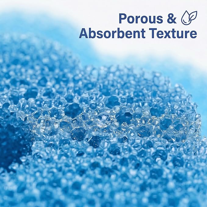 Scrub Flower Temperature Sensitive Sponges -Non-Scratch Scrubbers for Kitchen & Home - Firm in Cold & Soft in Warm Water - Odor Resistant Color-Coded Dish Sponges (Sapphire Hydrangea, 3 Count)