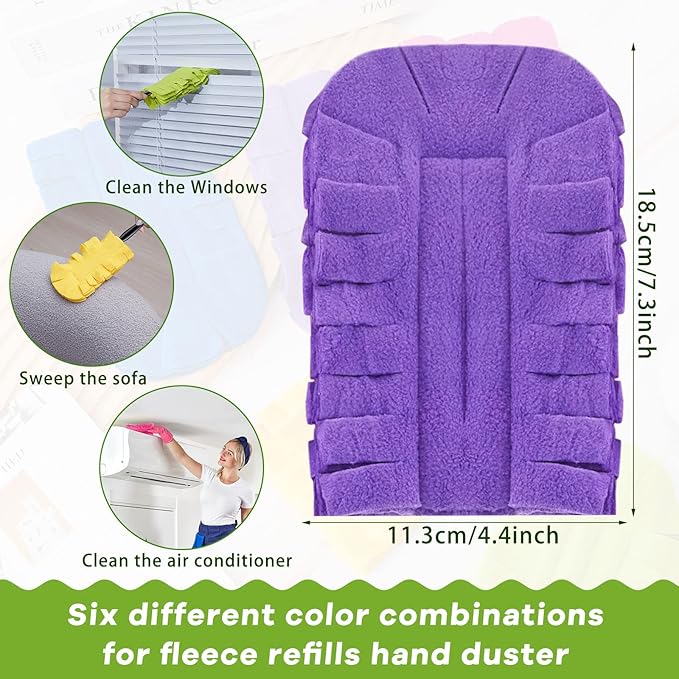 Zubebe 20 Pcs Duster Refill Reusable Fleece Duster Refills Feather Flat Dusters Multi Surface Washable Cleaning Pads Tools for Home, Blinds, Car, Pet, Furniture, Fans (Dark Color)