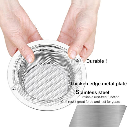 LASSHSWA Kitchen Sink Strainer Stainless Steel, Kitchen Sink Drain Strainer with Handle, Sink Strainers with Large Wide Rim 4.5" Diameter for Kitchen Sinks (2PCS)