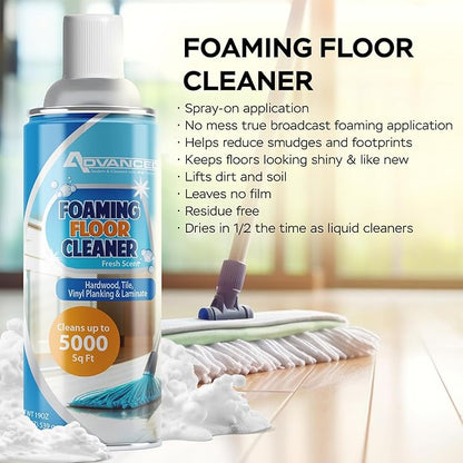 ADVANCED Sealers & Cleaners Aerosol Foaming Floor Cleaner - No Rinse Multi Surface Cleaner for Porcelain, Vinyl, Laminate, Tile, & Hardwood 19 oz - 2 Pack