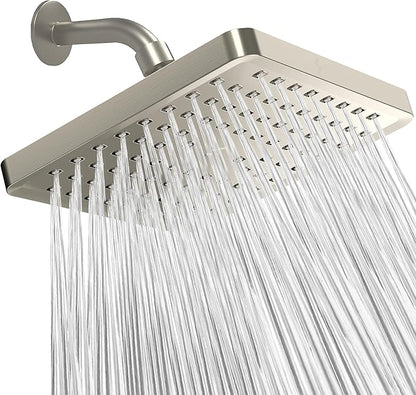 SparkPod Shower Head - High Pressure Rain - Premium Quality Luxury Design - Easy Clean Adjustable Replacement for Your Bathroom Shower Heads (Elegant Brushed Nickel, 8 Inch Square)
