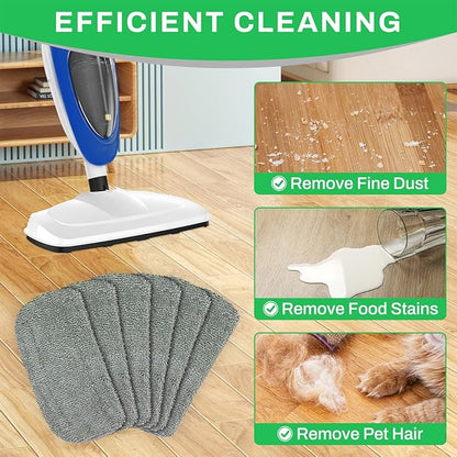 6 Pack Steam Mop Pads Compatible with GorFanty GF-6610B/GF-6610, Neugo NE033/NE033M & Mxnsewr Series, Floor Steamer Pads, Washable Reusable Microfiber Cleaner Pads
