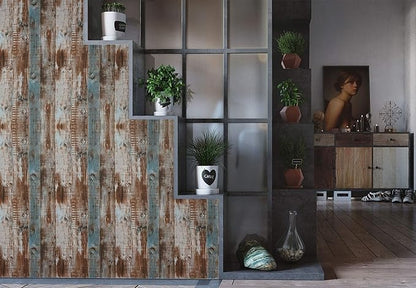 Dimoon 197''x17.7'' Thicken Wood Peel and Stick Wallpaper Waterproof Wood Contact Paper Wood Wall Paper Removable Self Adhesive Faux Rustic Wood Grain Texture Vintage Panel Wall Covering Vinyl Roll