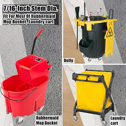 4-Inch Swivel Stem Caster, 7/16-Inch Stem Diameter Rubber Wheel, Heavy Duty TPR Replacement Wheels for Rubbermaid Mop Bucket Cart Grill Casters - 8 Pack