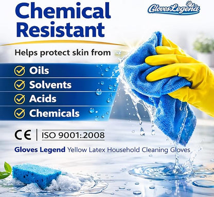 Yellow Household Kitchen Cleaning Dishwashing Reusable Gloves - Medium & Small