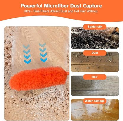Microfiber Feather Duster Extendable Duster with 30'' to 100'' Telescoping Extension Pole, Bendable Head & Long Handle Dusters for Cleaning Ceiling Fan, High Ceiling, Blinds, Furniture & Cars