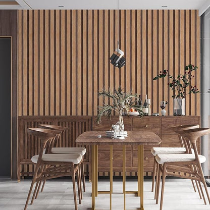 Yun-aeon Natural Wood Peel and Stick Wallpaper Wood Slats - 17.3"x 480" Tan Self-Adhesive Waterproof Vinyl Removable Wall Paper for Wall Decor Bedroom
