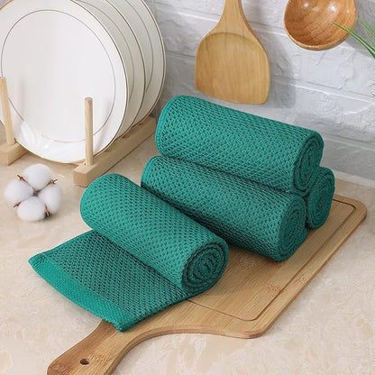 Kitinjoy 100% Cotton Waffle Weave Kitchen Hand Towels (13 X 28 Inches, Teal), 6-Pack Super Soft and Absorbent Dish Towel for Drying Dishes