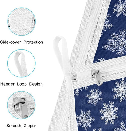 Mesh Laundry Bags Lingerie Bags for Washing Delicates 2 PCS Durable Wash Bag with Zipper Small and Medium Washable Navy Blue Snowflakes